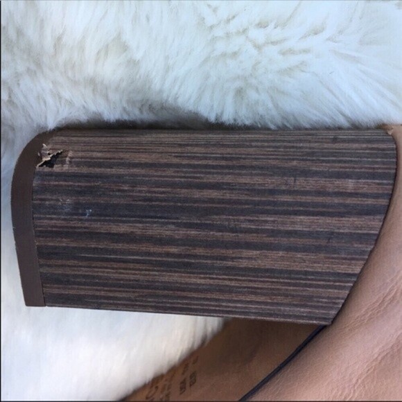 Vince Helena Wooden Heels Nude Leather Sandals 10 - Picture 9 of 9